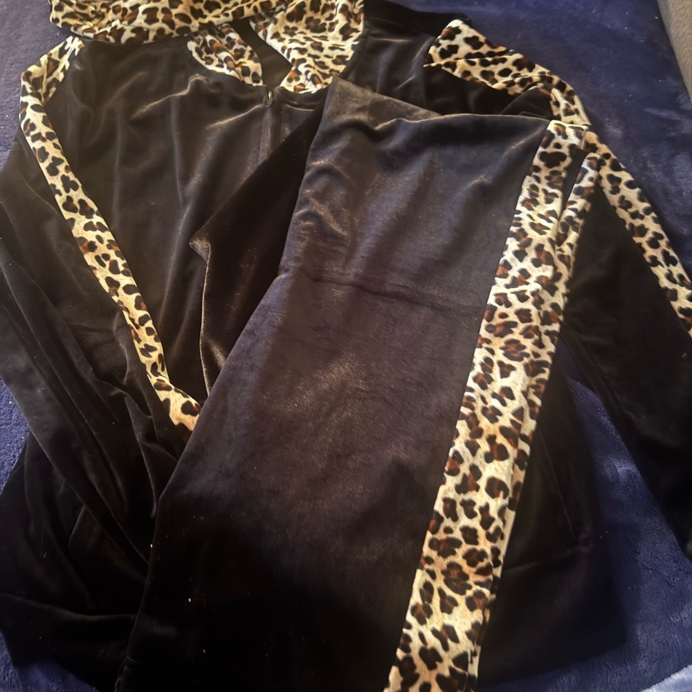Leopard Trim Black Women's Jacket